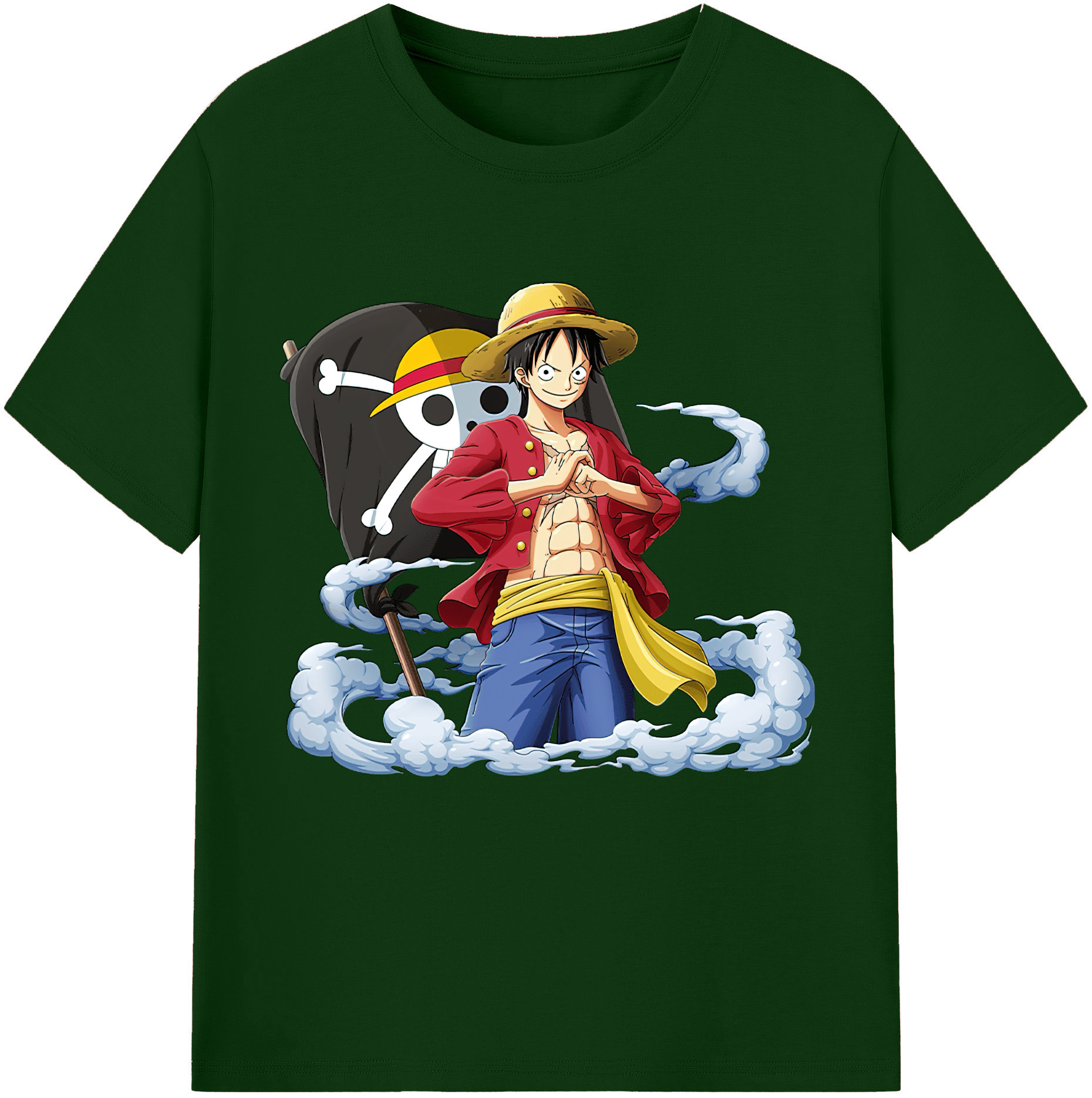 ワンピース モンキー・D・ルフィ ONE PIECE Monkey D. Luffy 綿100％半袖Tシャツ（フロントプリント）